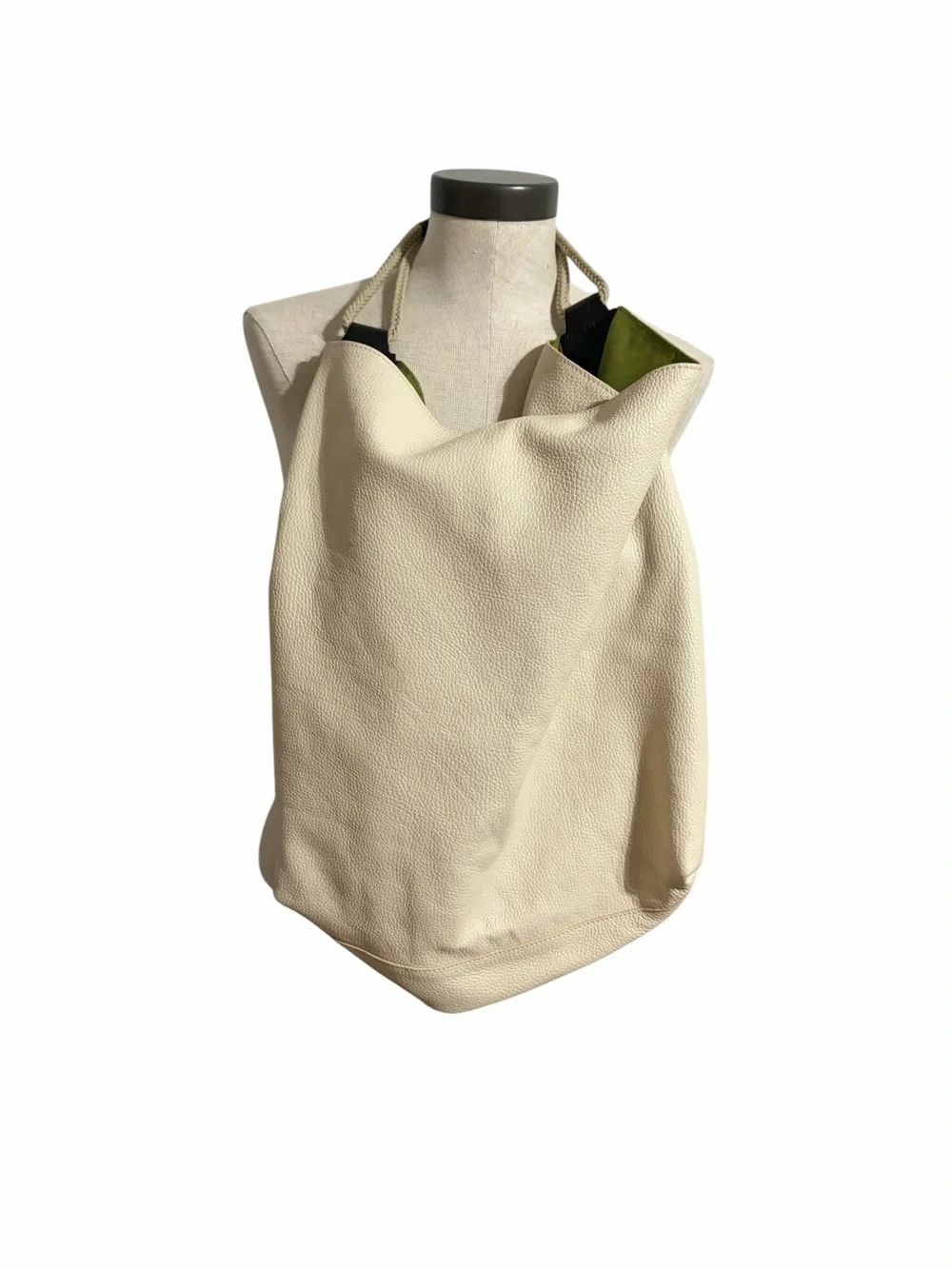 Hobbs Cream Pebbled Leather Hobo Shoulder Bag Large Slouchy Tote Large Boho